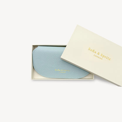 Slim Leather Glasses Case - Sky Blue