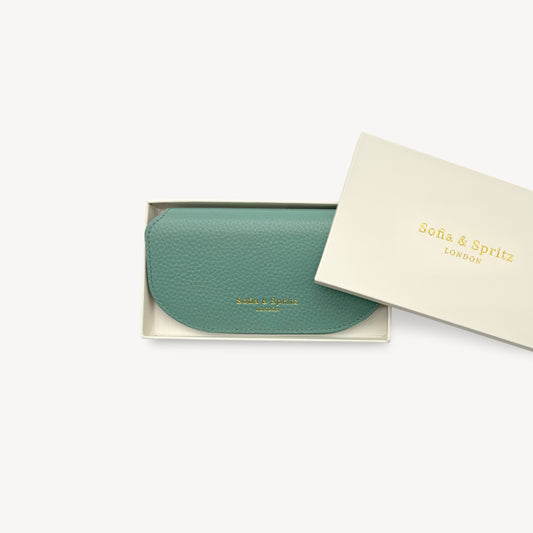 Slim Leather Glasses Case - Jade Green