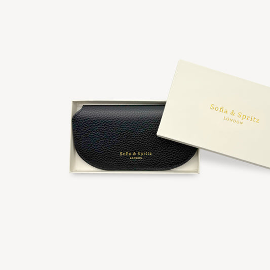 Slim Leather Glasses Case - Black