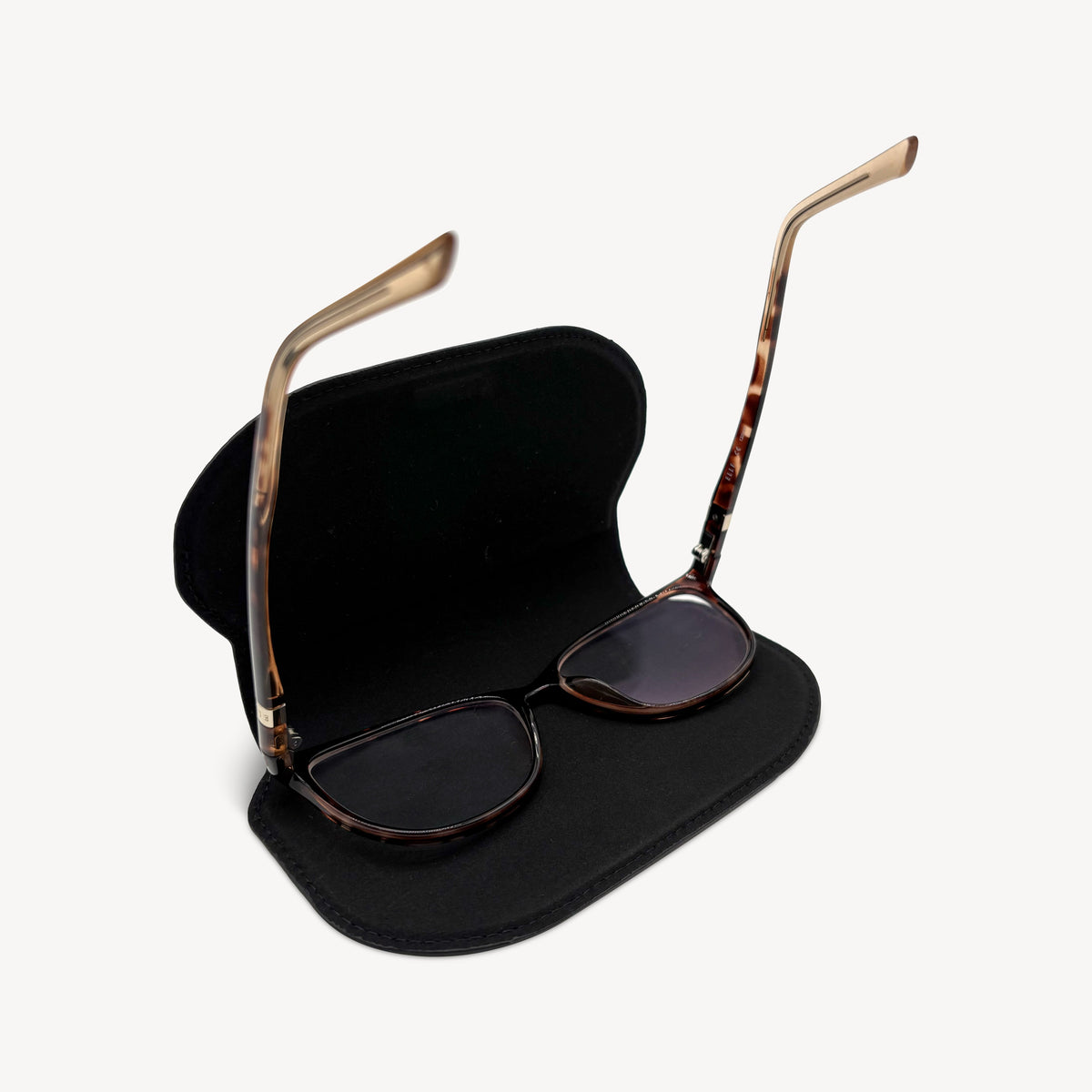 Slim Leather Glasses Case - Black