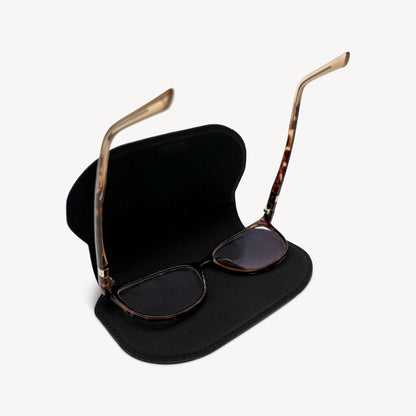 Slim Leather Glasses Case - Black