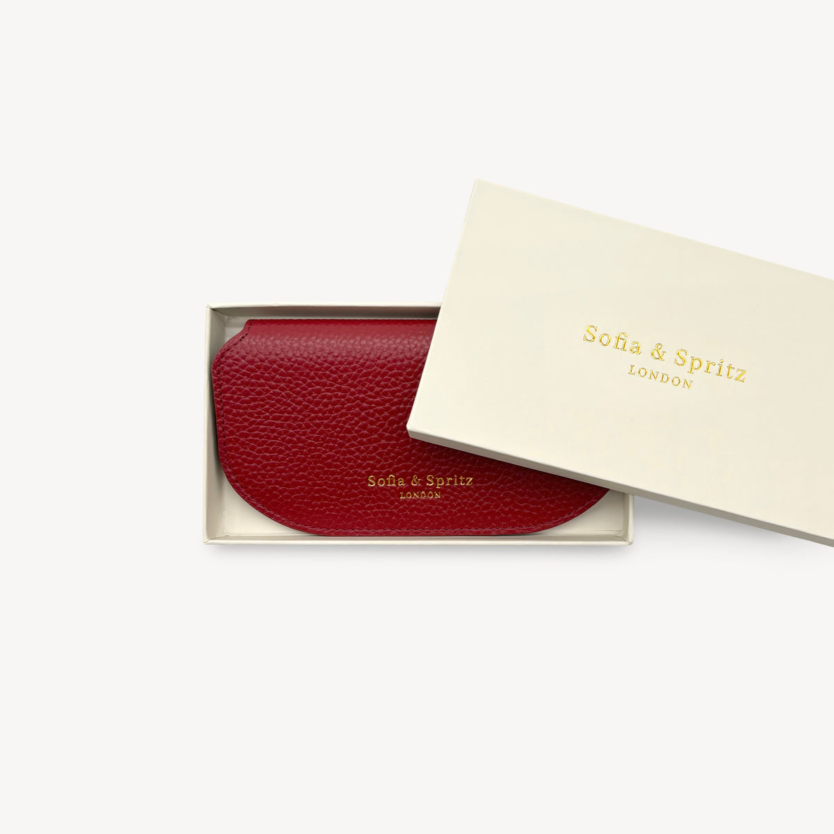 Slim Leather Glasses Case - Deep Cherry Red