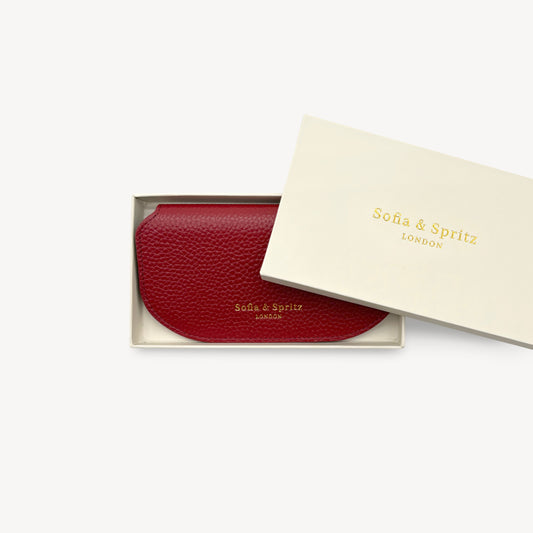Slim Leather Glasses Case - Deep Cherry Red