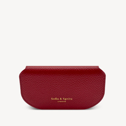 Slim Leather Glasses Case - Deep Cherry Red