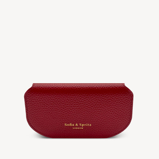 Slim Leather Glasses Case - Deep Cherry Red