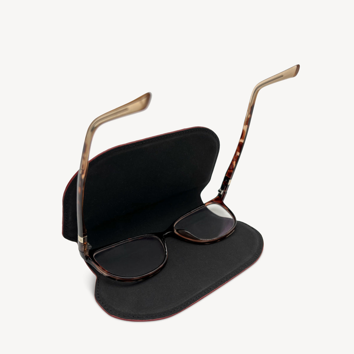 Slim Leather Glasses Case - Deep Cherry Red