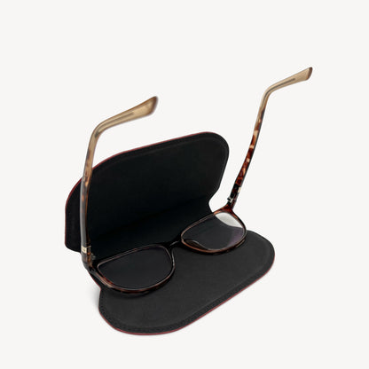 Slim Leather Glasses Case - Deep Cherry Red