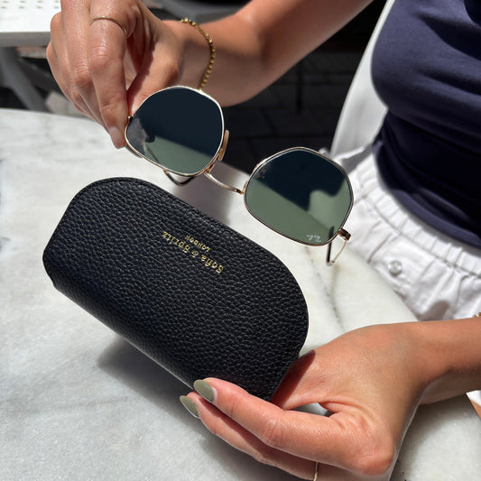 Slim Leather Glasses Case - Black