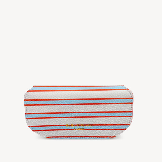 Slim Leather Glasses Case - Blue, Orange & Stone Stripe