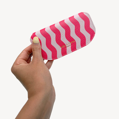 Slim Leather Glasses Case - Pink & Red Wave