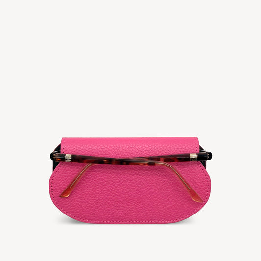 Slim Leather Glasses Case - Fuchsia Pink