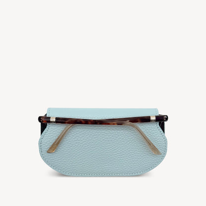 Slim Leather Glasses Case - Sky Blue