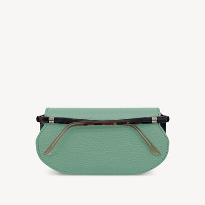 Slim Leather Glasses Case - Jade Green
