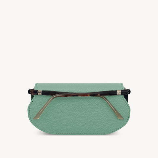 Slim Leather Glasses Case - Jade Green