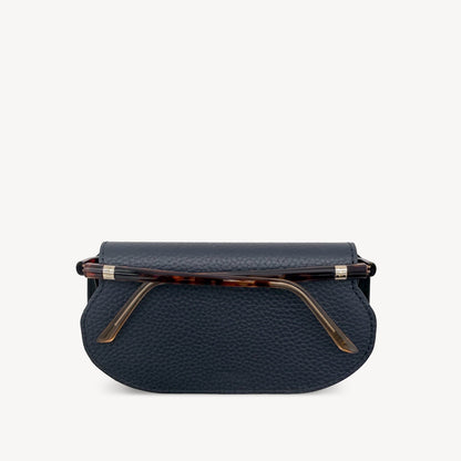Slim Leather Glasses Case - Navy