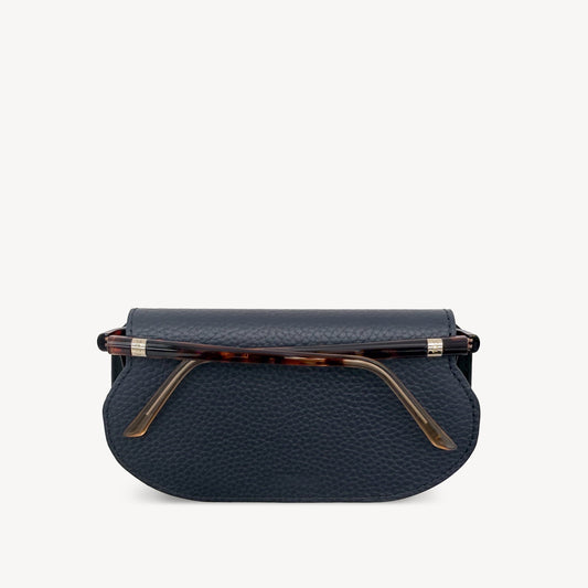 Slim Leather Glasses Case - Navy