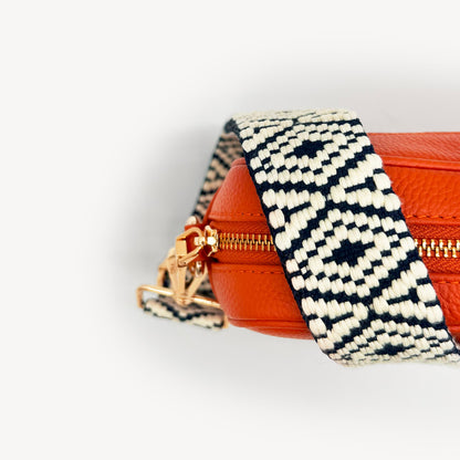 Navy & White Embroidered Strap
