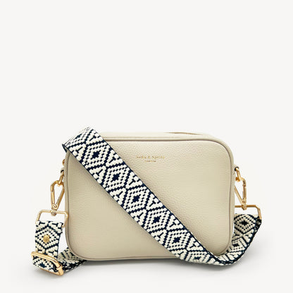 Navy & White Embroidered Strap