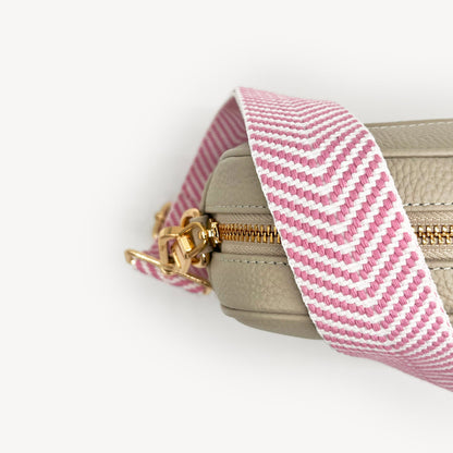 Pale Pink & White Chevron Strap
