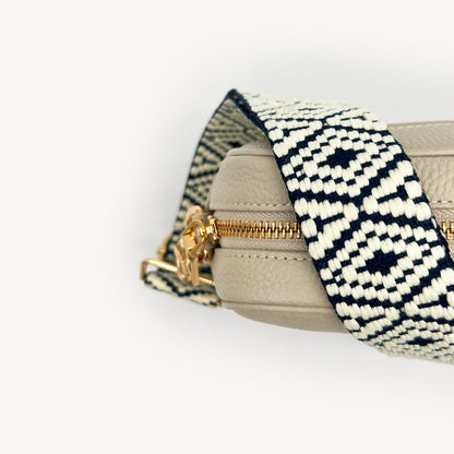 Navy & White Embroidered Strap