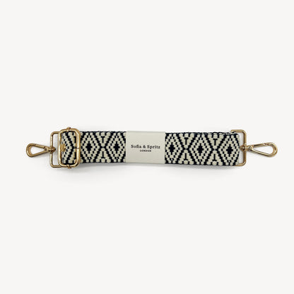 Navy & White Embroidered Strap