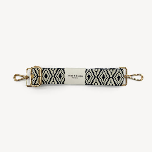 Navy & White Embroidered Strap